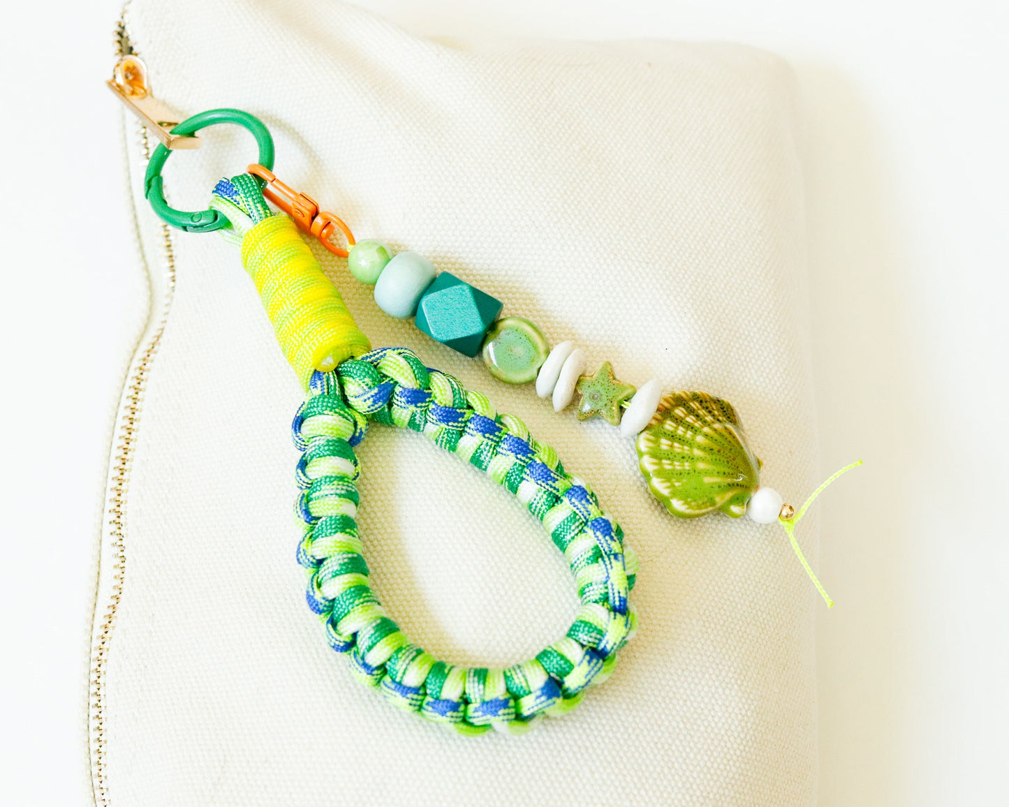 Shell Yah Beaded Charm with Orange Clip