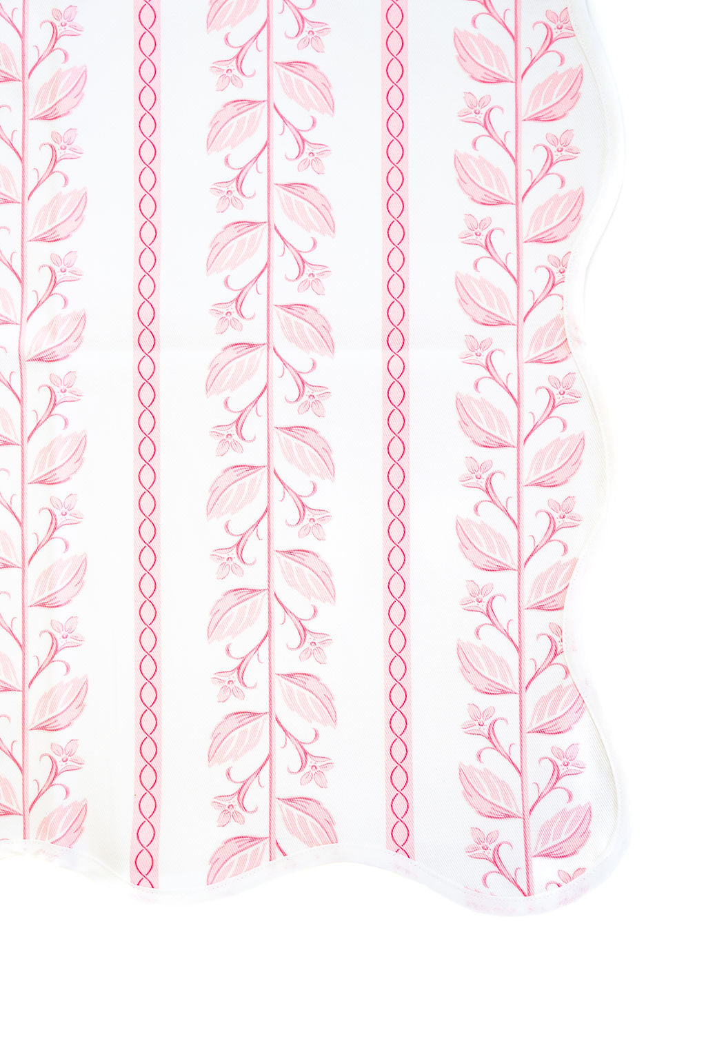 Scalloped Square Game Table Topper | Pink Botanical Stripe