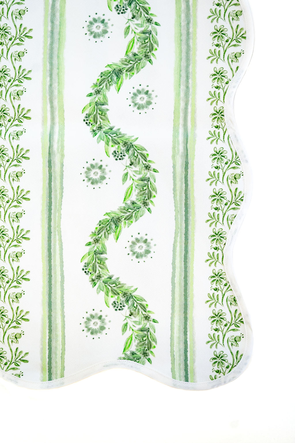 Scalloped Square Table Topper | Boxwood Garden - Sage