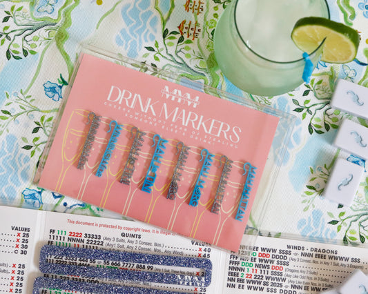 Mahj Cocktails Drink Markers in Blue and Glitter 8-Pack