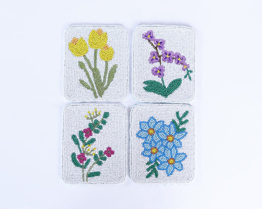 Hand Beaded Flower Tile Coasters *COMING SOON*
