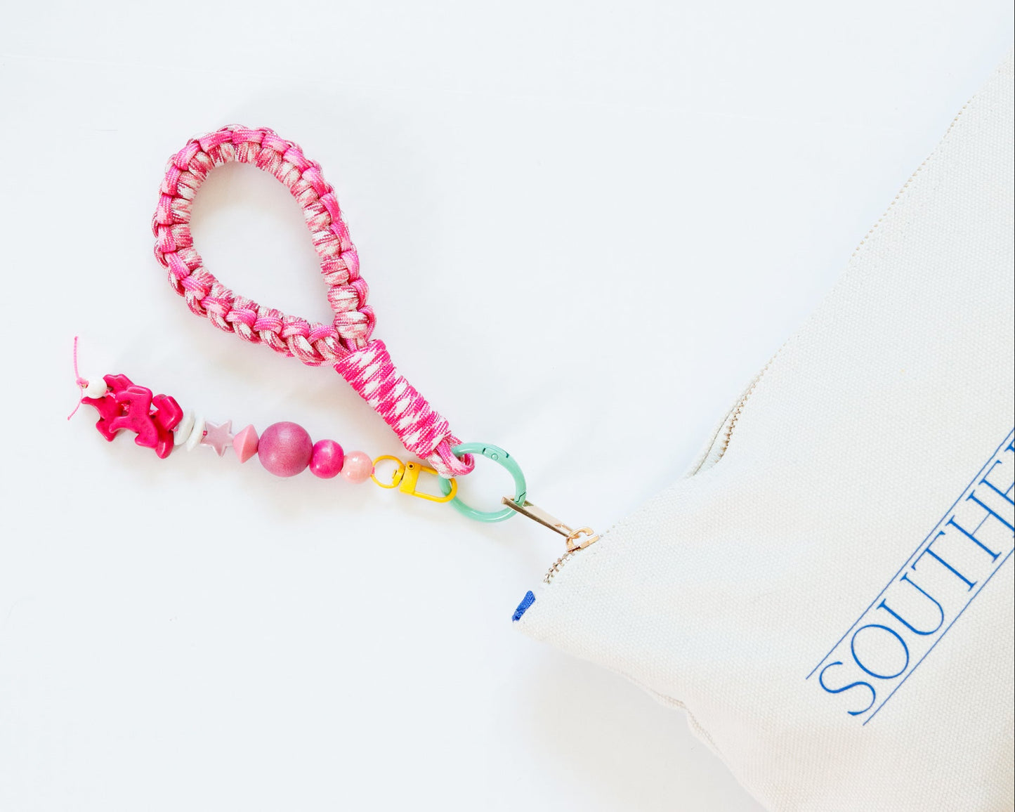 Yee-Haw Beaded Charm in Pink with Yellow Clip