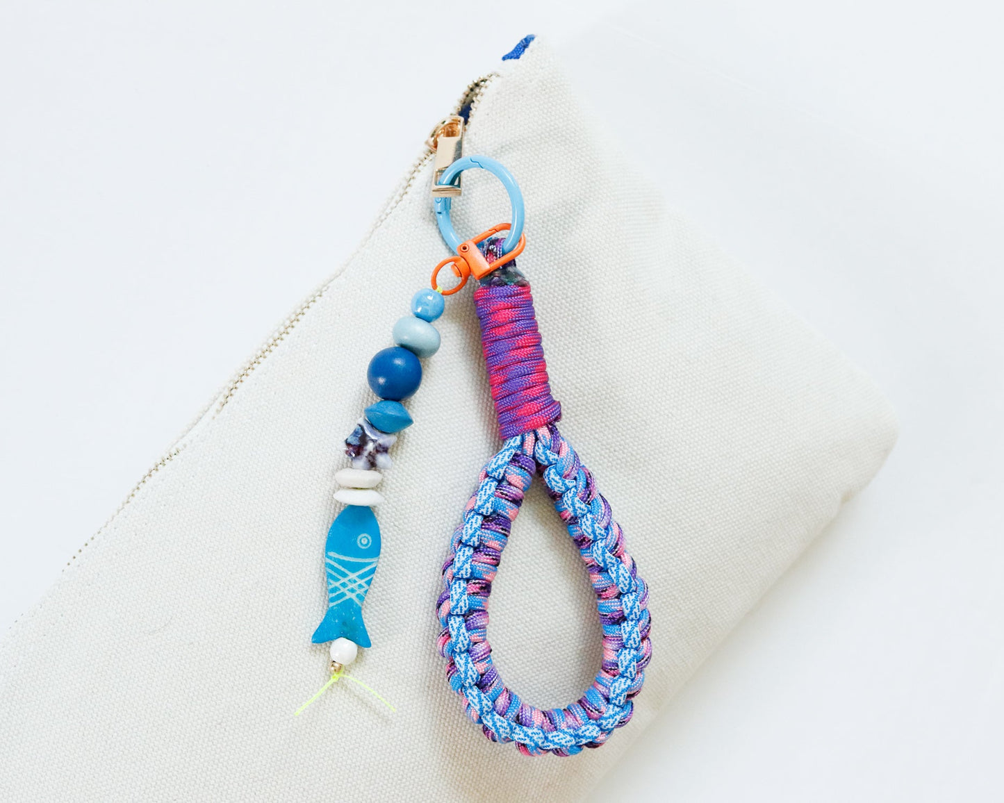 Paracord Bag Loop + Beaded Charm Bundle