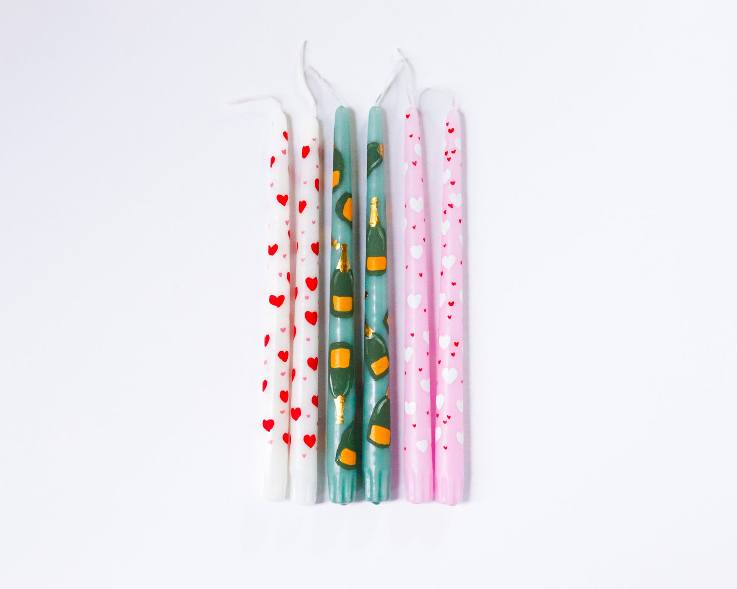 Valentines Day Hand Painted Taper Candlesticks