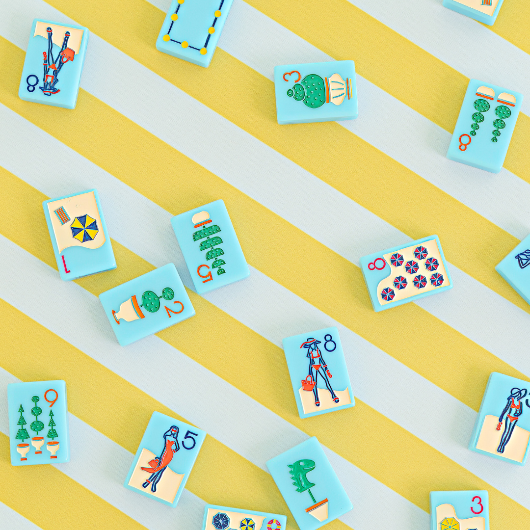 MAHJONG GAME MAT: CABANA STRIPE IN YELLOW