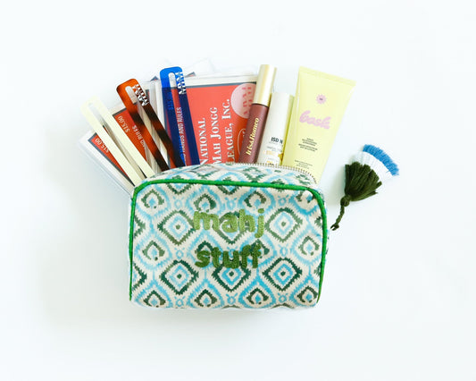 The Midi India Bag - Mark Your Mahjong Collab - Blue/Green Ikat - READY TO SHIP!