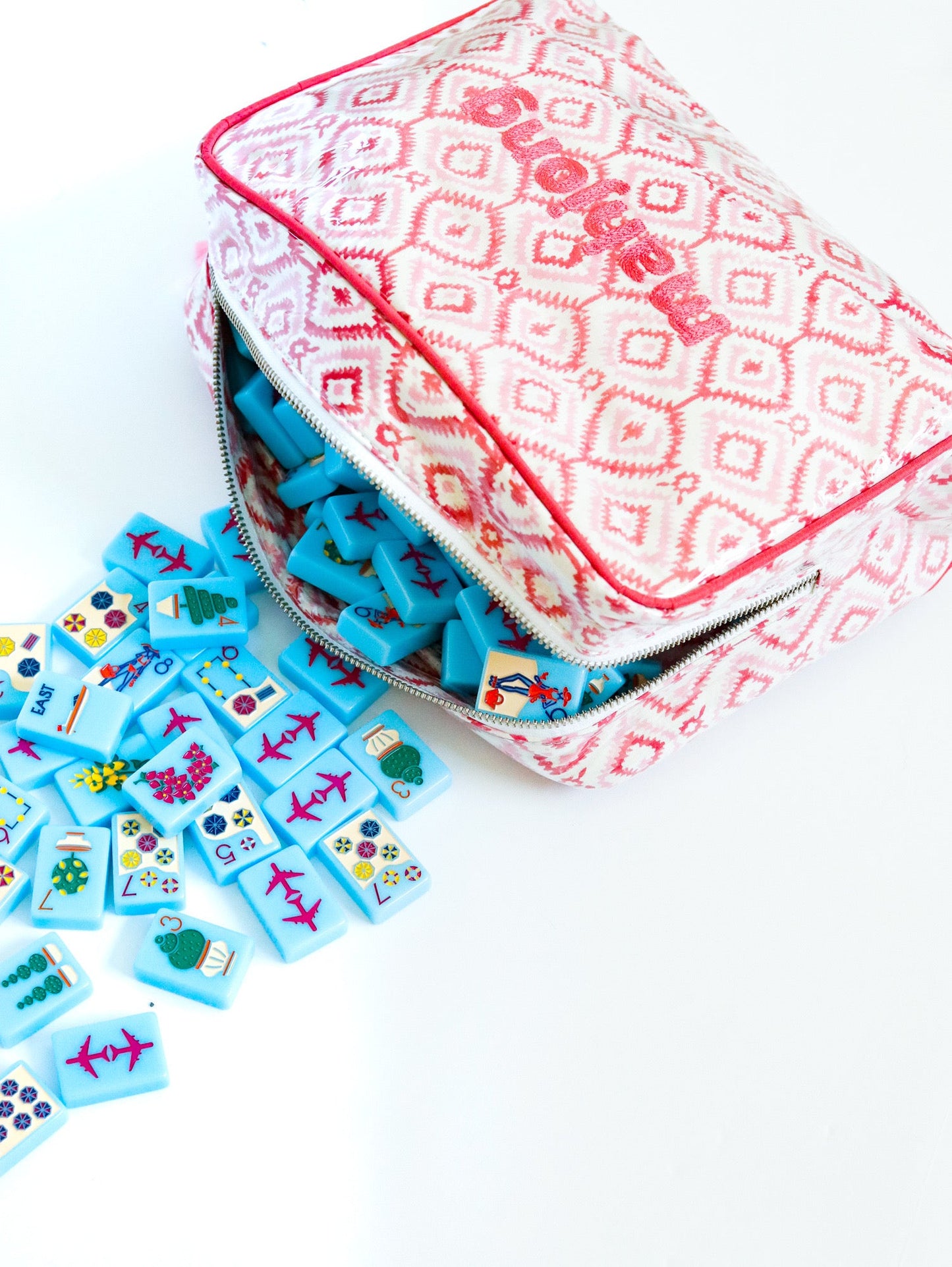 The Grande India Bag - Mark Your Mahjong Collab - Red/Pink Ikat - READY TO SHIP!