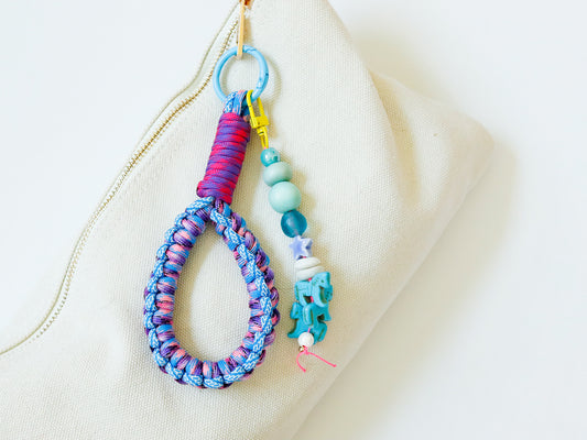 Yee-Haw Beaded Charm in Blue with Yellow Clip