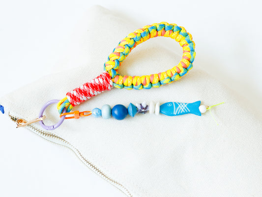 Paracord Bag Loop + Beaded Charm Bundle