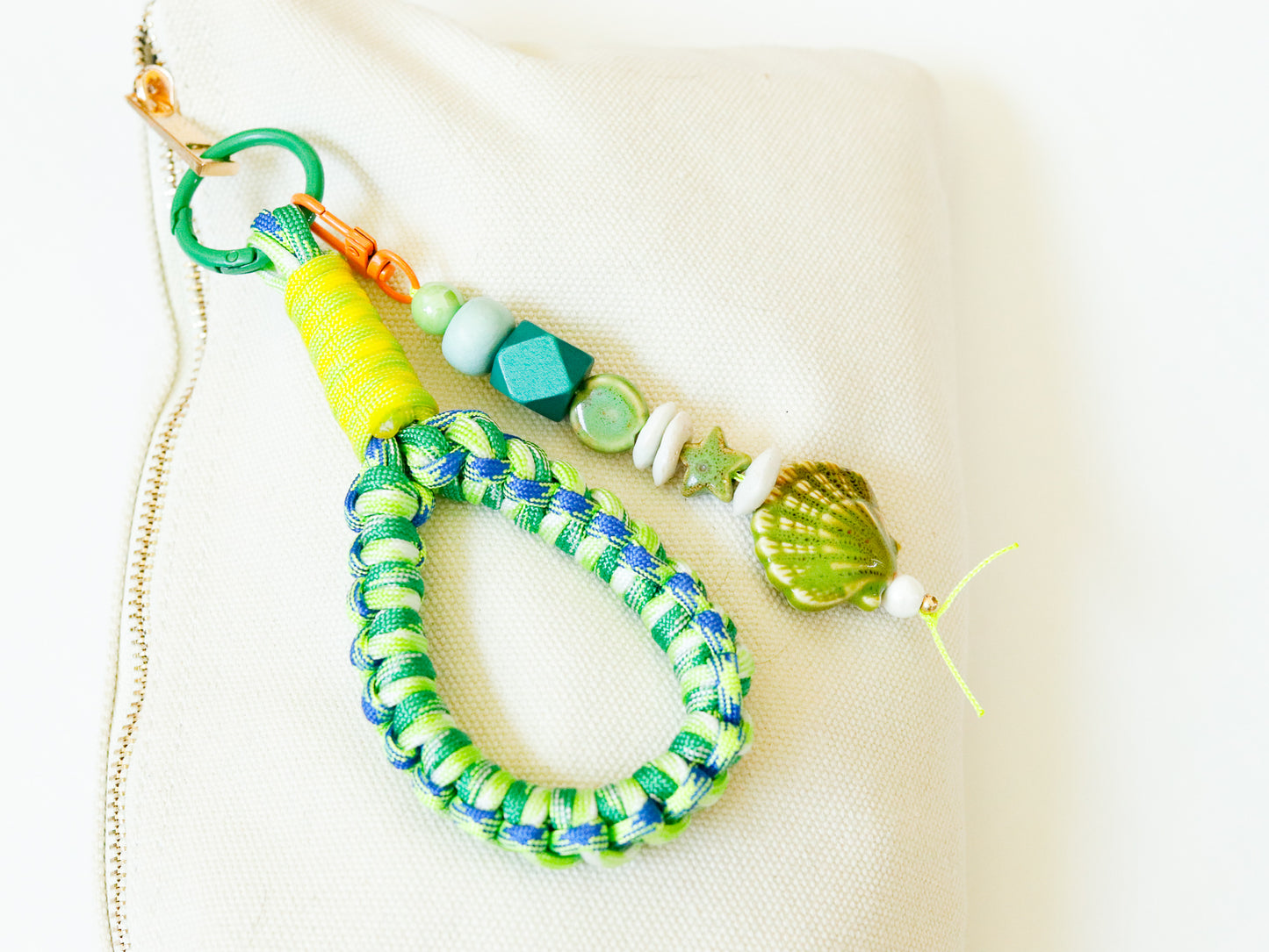 Paracord Bag Loop + Beaded Charm Bundle