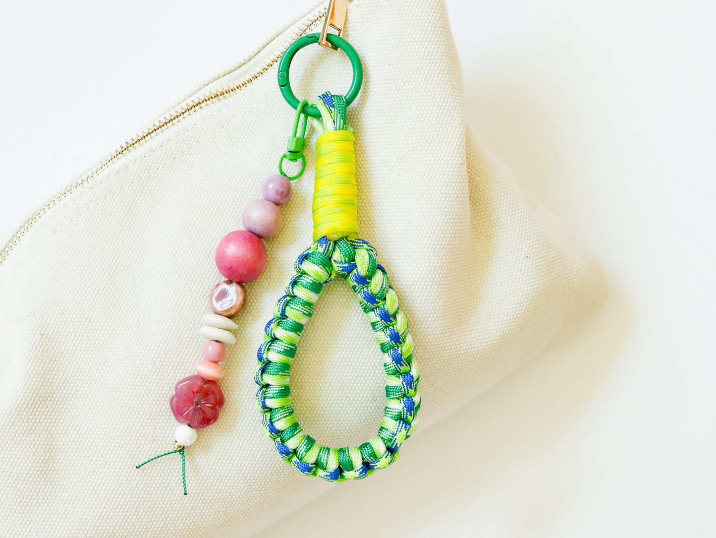 Paracord Bag Loop + Beaded Charm Bundle