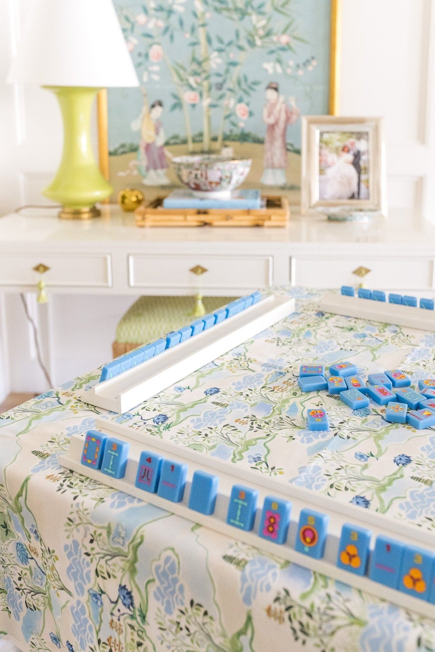 Scalloped Square Table Topper | Blue Pagoda