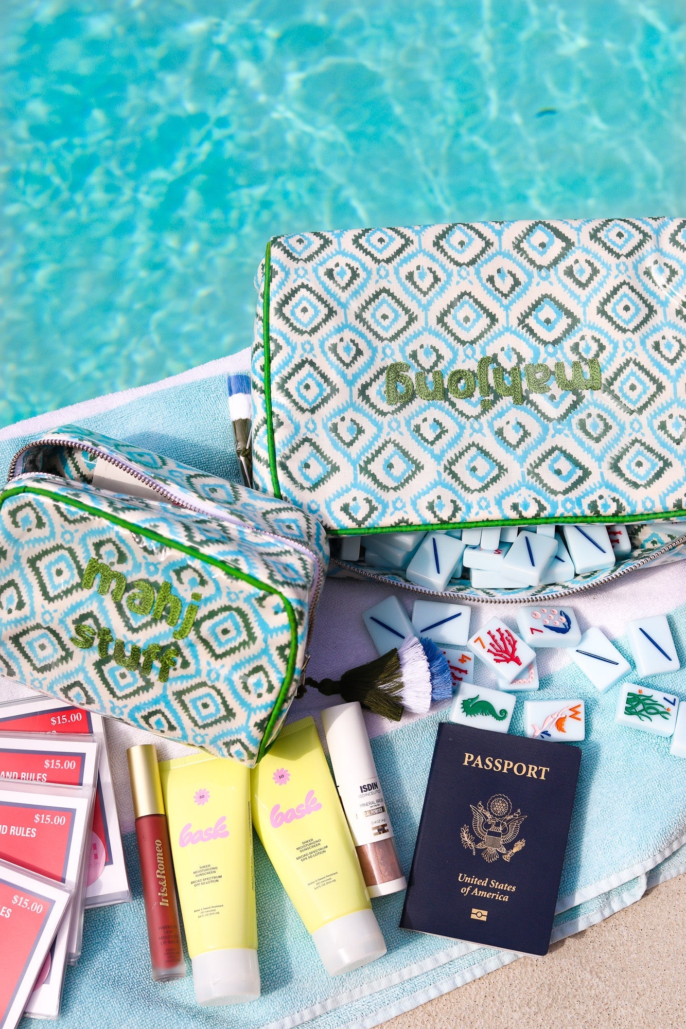 The Midi India Bag - Mark Your Mahjong Collab - Blue/Green Ikat - READY TO SHIP!