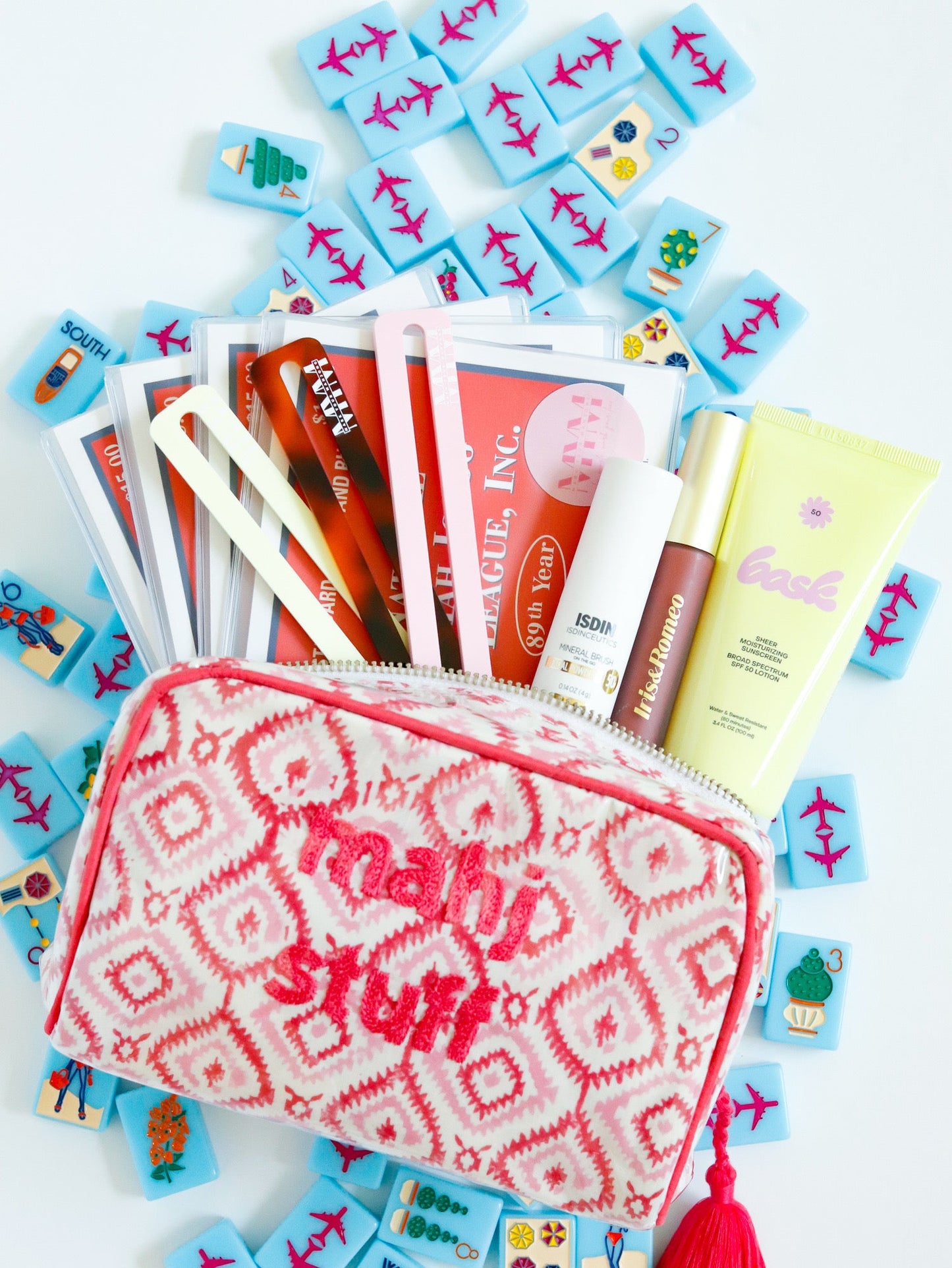 The Midi India Bag - Mark Your Mahjong Collab - Red/Pink Ikat - READY TO SHIP!