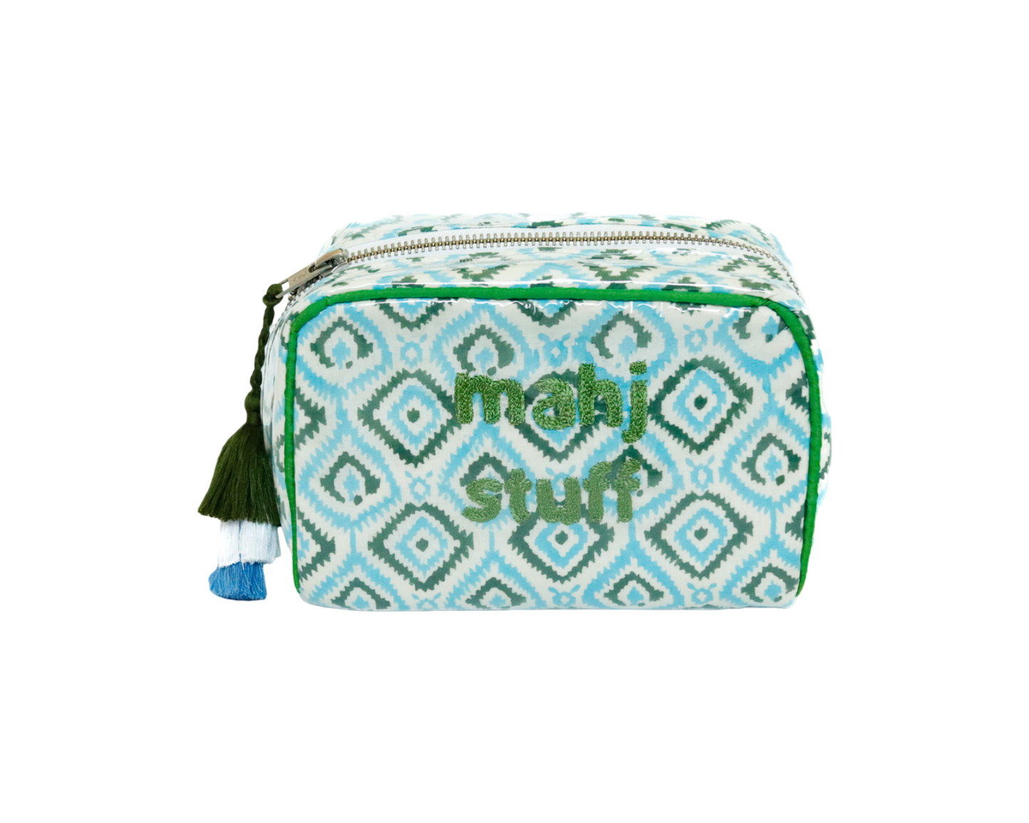 The Midi India Bag - Mark Your Mahjong Collab - Blue/Green Ikat - READY TO SHIP!