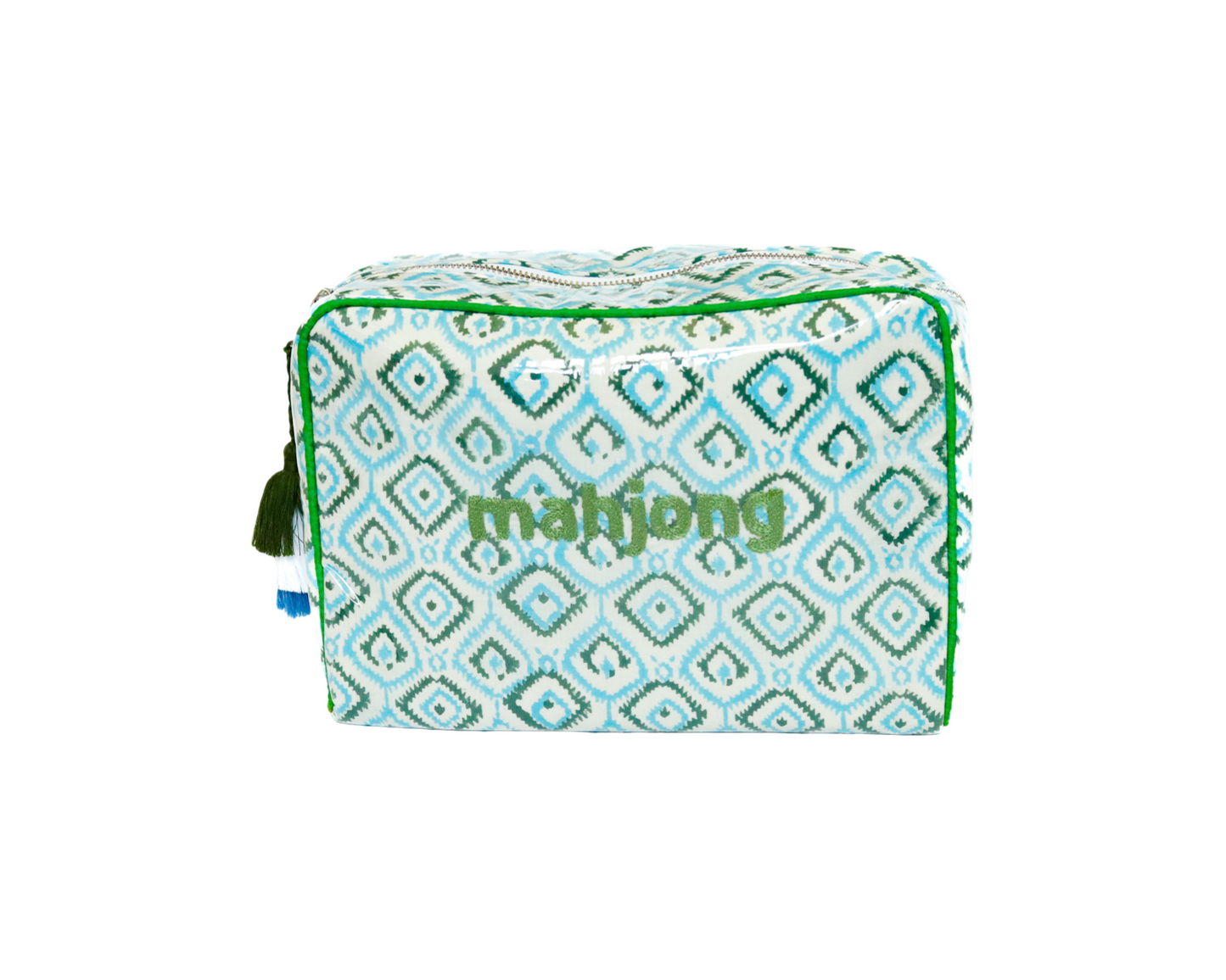 The Grande India Bag - Mark Your Mahjong Collab - Blue/Green Ikat - READY TO SHIP!