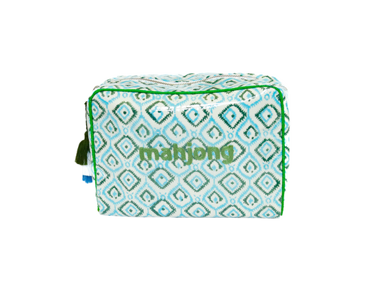 The Grande India Bag - Mark Your Mahjong Collab - Blue/Green Ikat - READY TO SHIP!