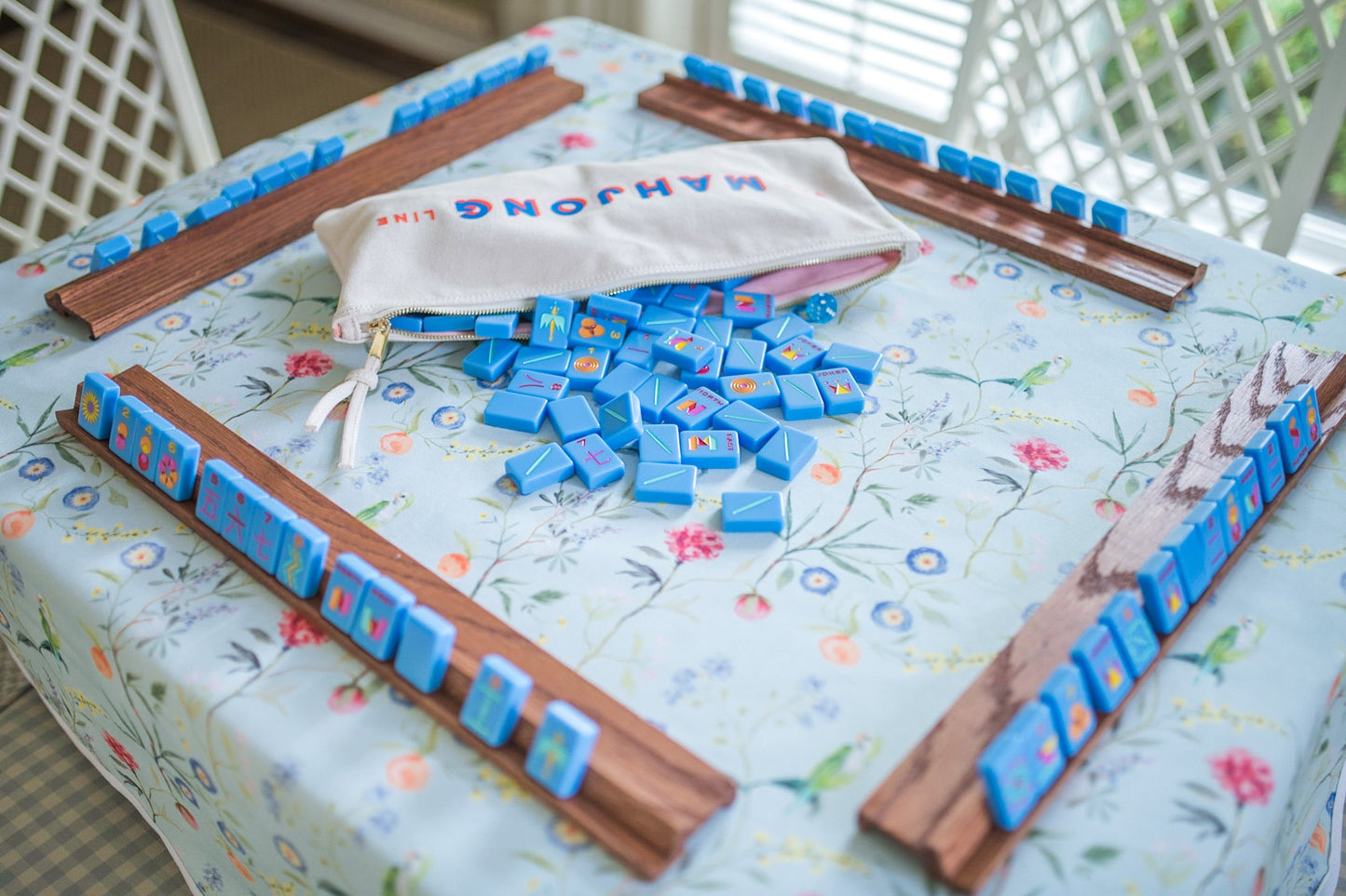 Scalloped Square Table Topper | Jardin de Fleurs - Sage