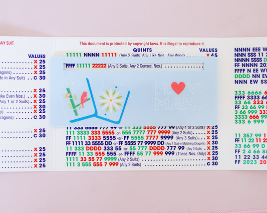 Pastel Blue Bird Bam + Flower Tiles Mahjong Card Line Marker™