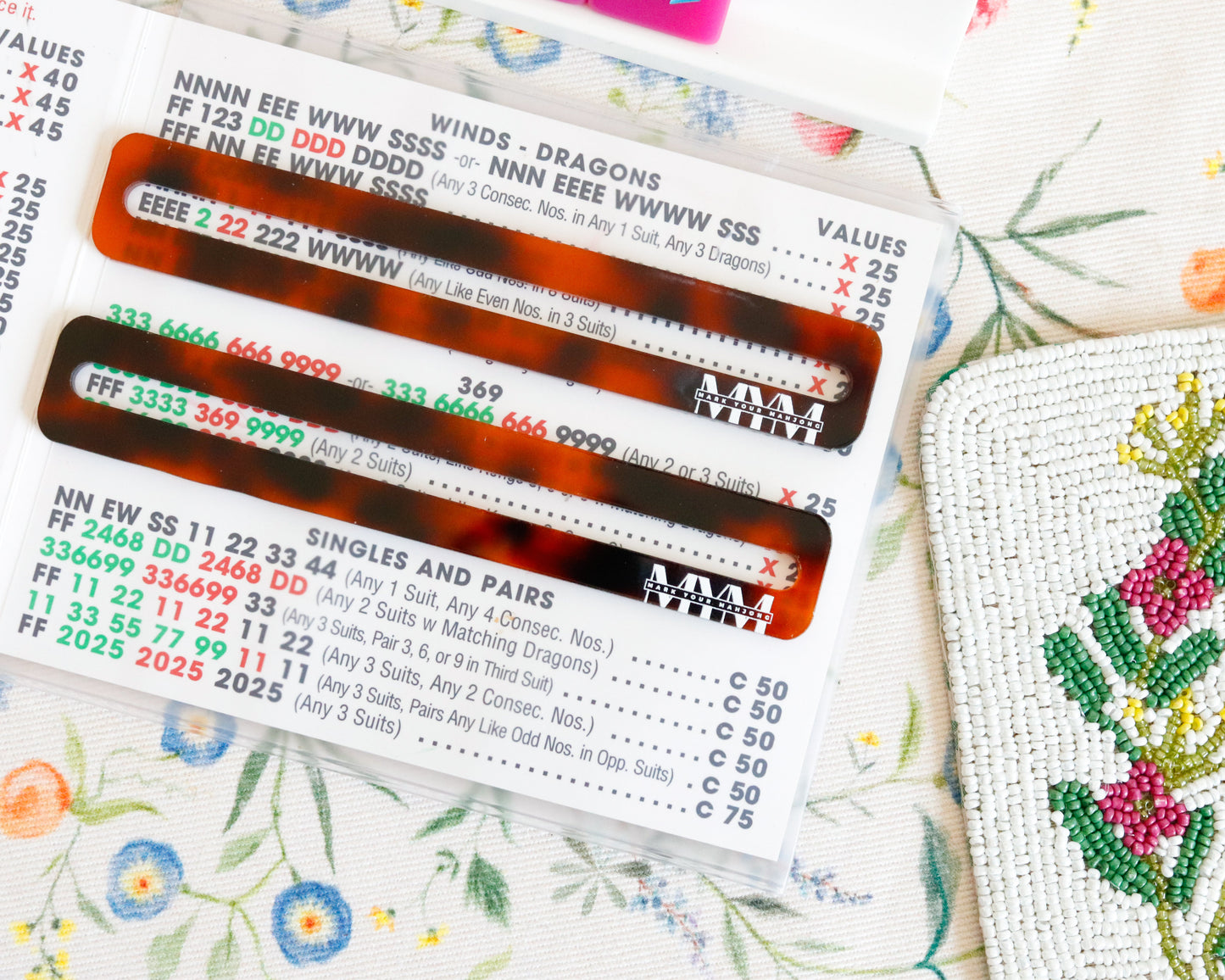 tortoise shell mahjong card line markers