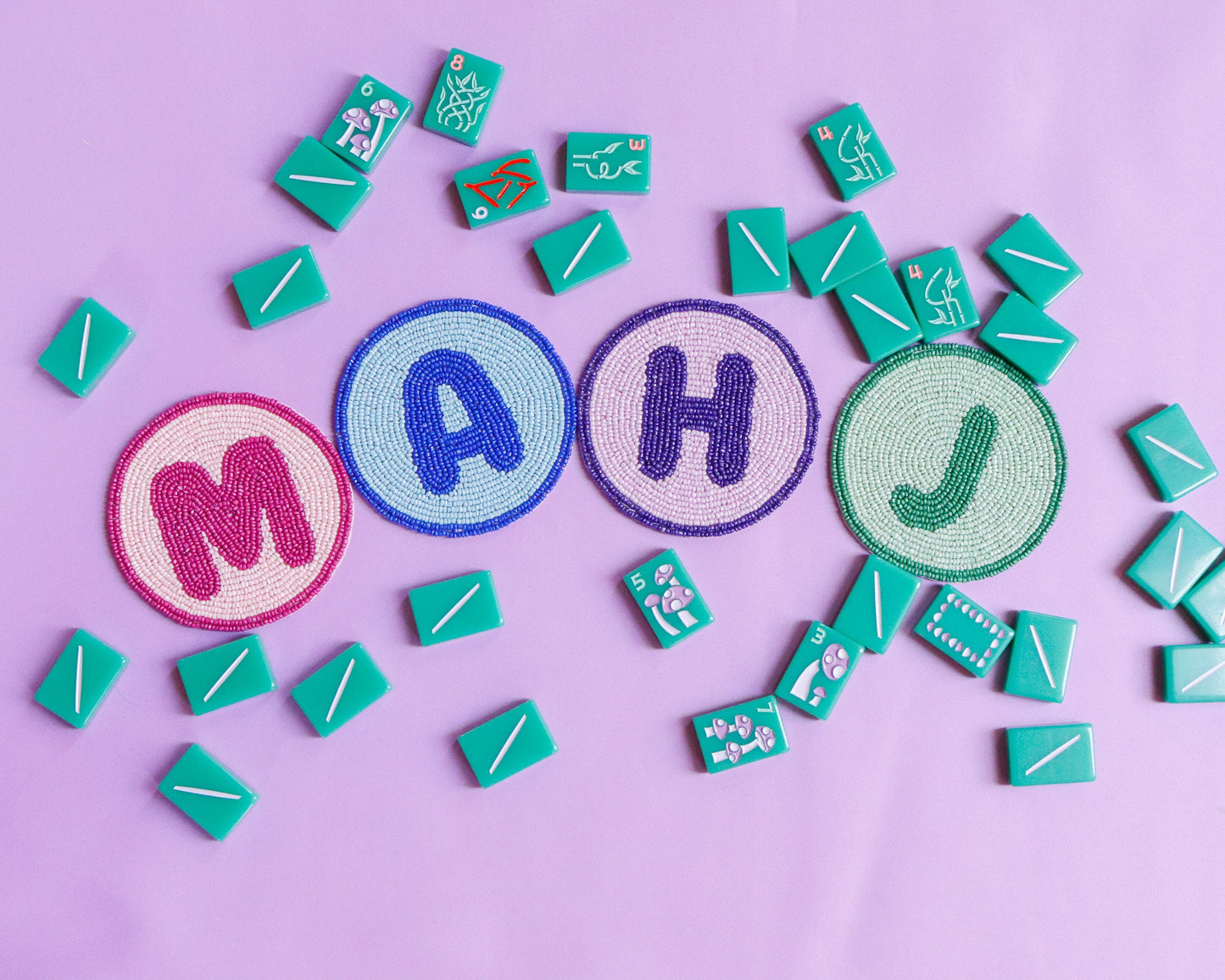 Hand-Beaded MAHJ Coasters