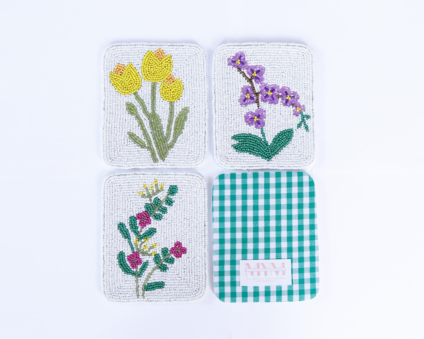 Hand Beaded Flower Tile Coasters *COMING SOON*