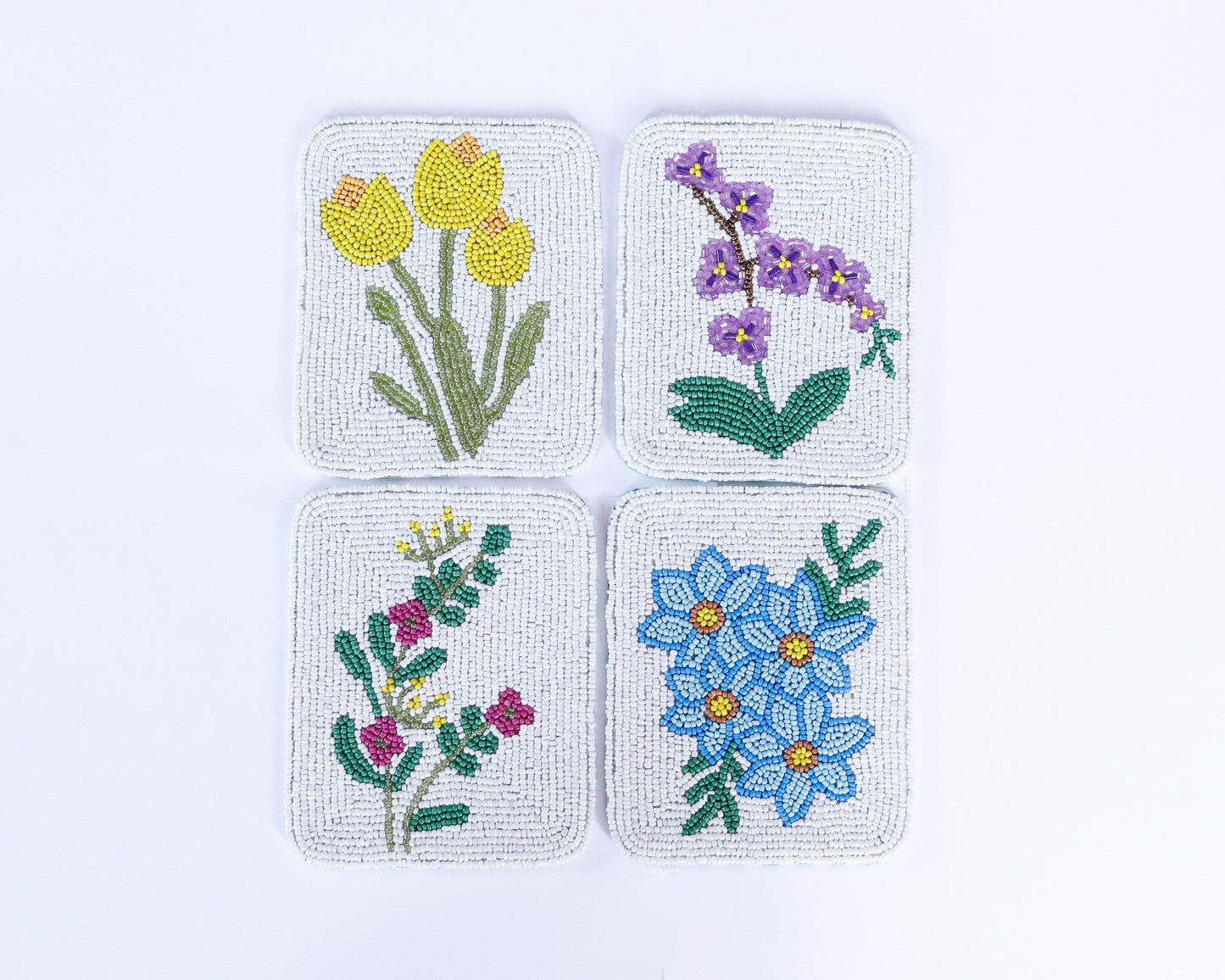 Hand Beaded Flower Tile Coasters *COMING SOON*