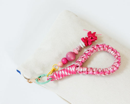 Yee-Haw Beaded Charm in Pink with Yellow Clip