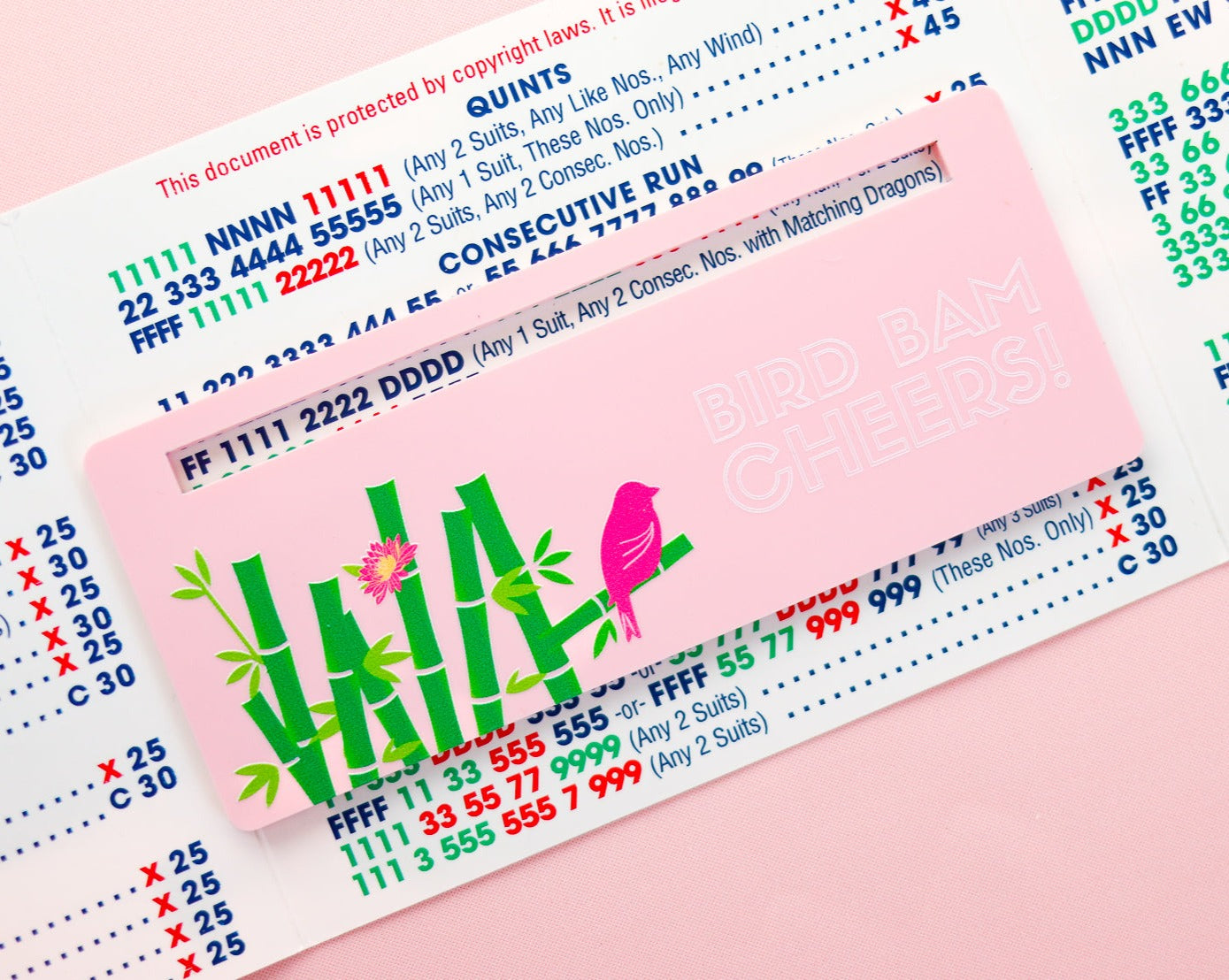 Pastel Pink Bird Bam Cheers Mahjong Card Line Marker™