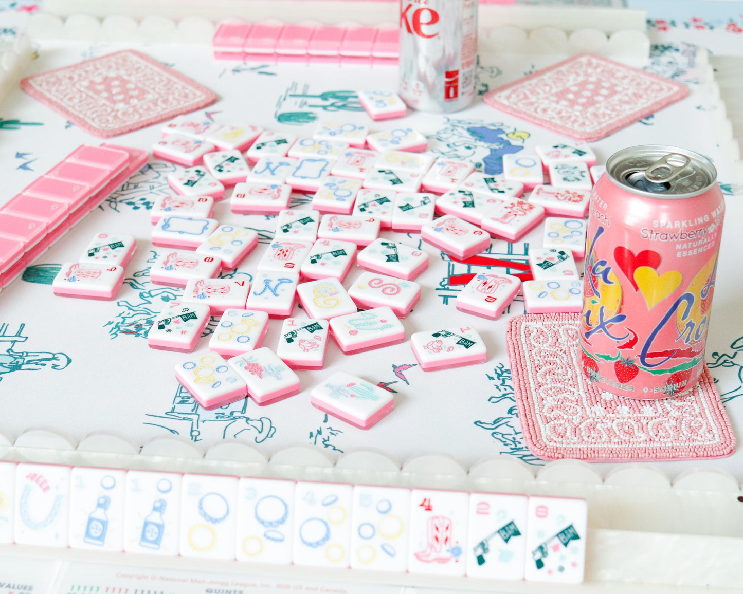 Hand Beaded Coasters in Pink paisley design