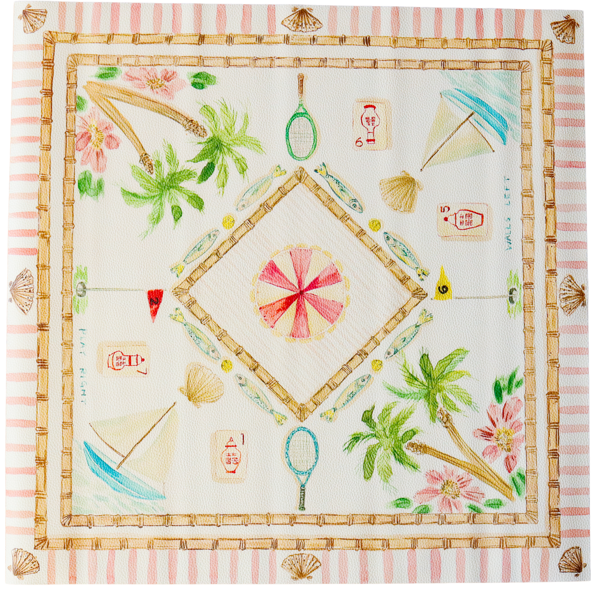 Laura McCarty watercolor mahjong mat "Paradise"