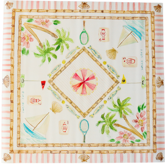 Laura McCarty watercolor mahjong mat "Paradise"