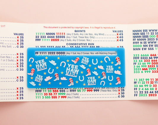 Light Blue Yee-Haw Mahj Pattern Mahjong Card Line Marker™