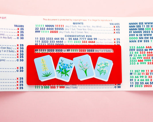 Red Yee-Haw Mahj Flower Tiles Mahjong Card Line Marker™