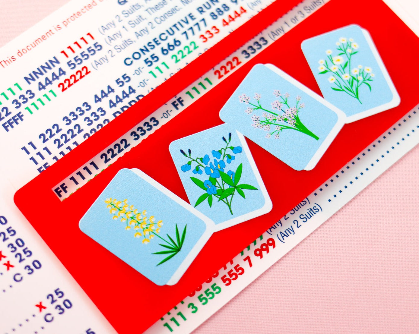 Red Yee-Haw Mahj Flower Tiles Mahjong Card Line Marker™