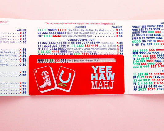 Red Yee-Haw Mahj Boot + Horseshoe Tiles Mahjong Card Line Marker™